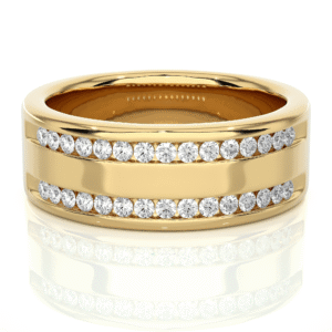 Double Row Classic Channel set Men's wedding Band Gift