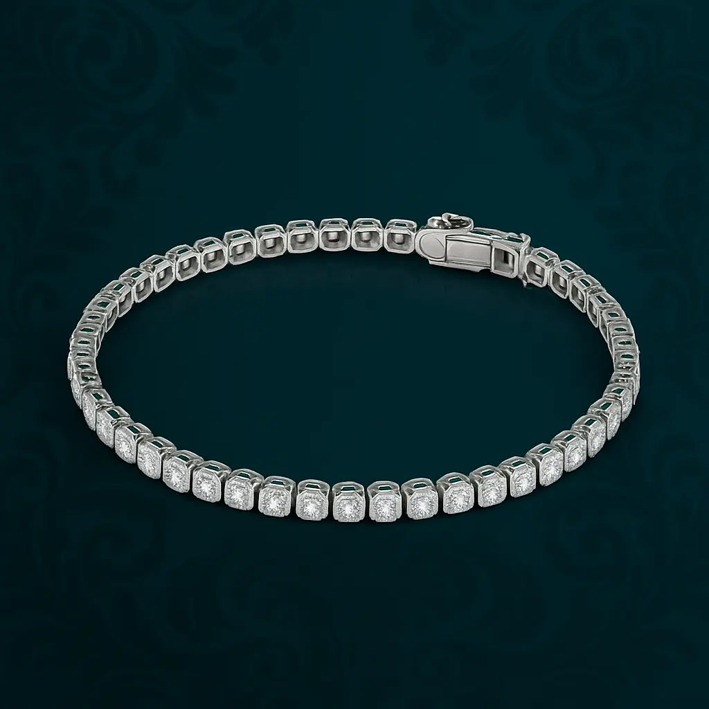Lab grown diamond tennis bracelet by Reeva Rare crafted in fine gold for modern elegance
