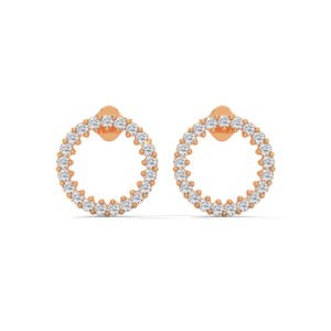 Round Lab Diamond Earrings Gift To Her in Antwerp Style