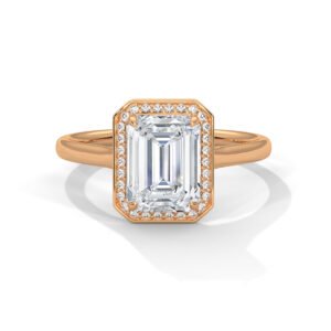 Emerald diamond ring with lab-grown, CVD, and natural diamonds for women