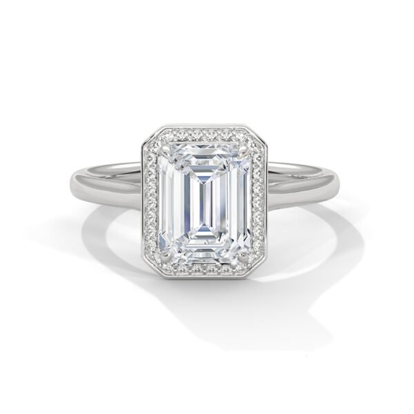 Halo diamond ring with lab-grown, CVD, and natural diamonds for women