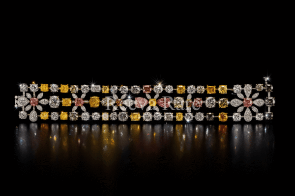 Stylish color diamond bracelet, luxury fancy diamond jewelry from Reeva Rare