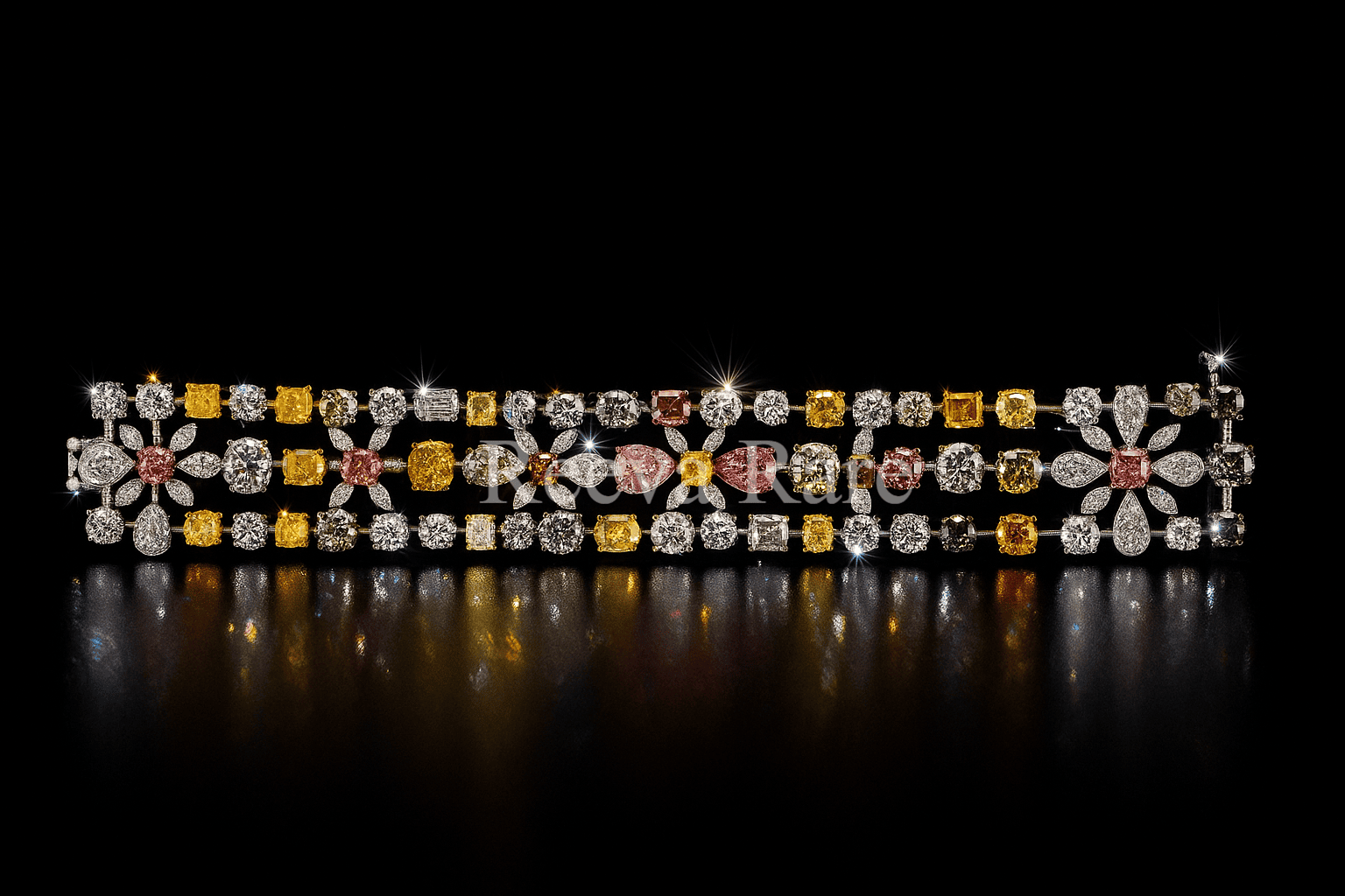 Stylish color diamond bracelet, luxury fancy diamond jewelry from Reeva Rare Stylish color diamond bracelet, luxury fancy diamond jewelry from Reeva Rare