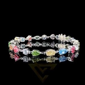 Luxurious mixed color diamond tennis bracelet, fancy designer jewelry from Reeva Rare