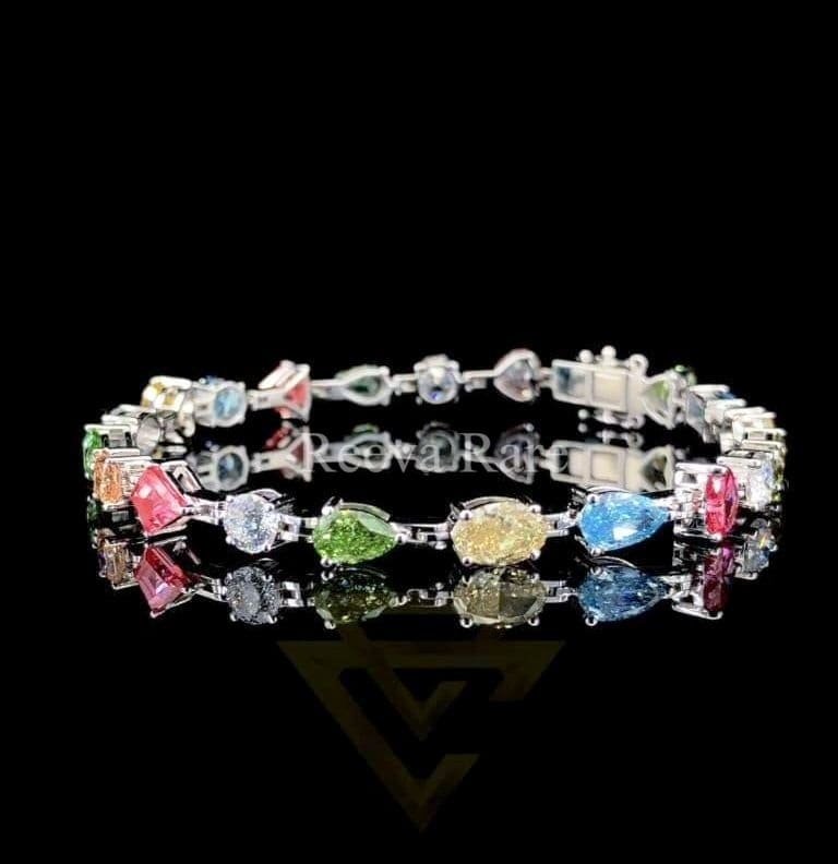 Luxurious mixed color diamond tennis bracelet, fancy designer jewelry from Reeva Rare Luxurious mixed color diamond tennis bracelet, fancy designer jewelry from Reeva Rare