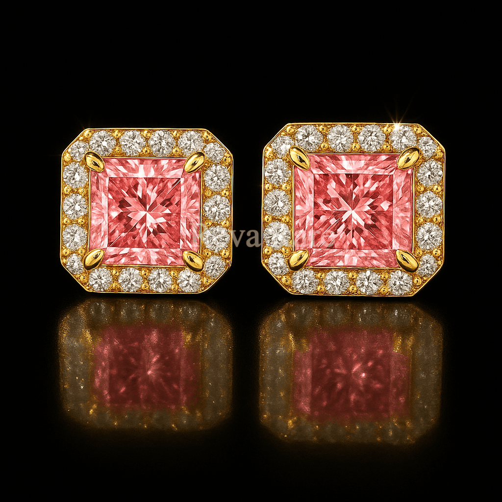 Pink diamond earrings in 18K rose gold – perfect gift – Reeva Rare