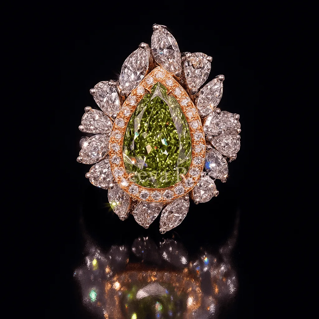 CVD ring with pink diamond in premium gold
