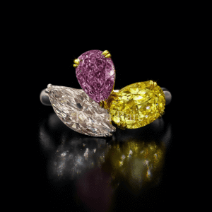 Three fancy colored diamond rings, luxury jewelry from Reeva Rare