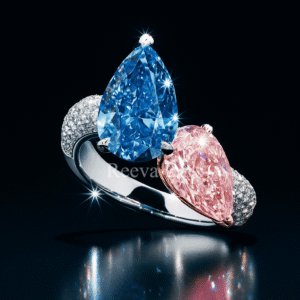 Blue and pink lab diamond ring, luxury sustainable jewelry from Reeva Rare