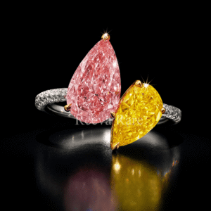 Pink and yellow CVD diamond ring, luxury jewelry online from Reeva Rare