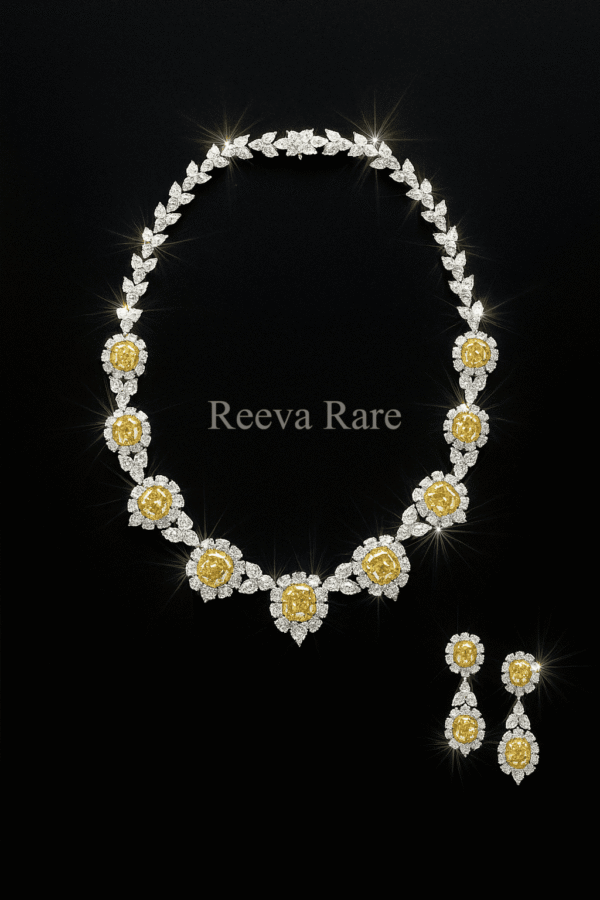 Yellow diamond necklace and earrings set in 18K gold – Reeva Rare