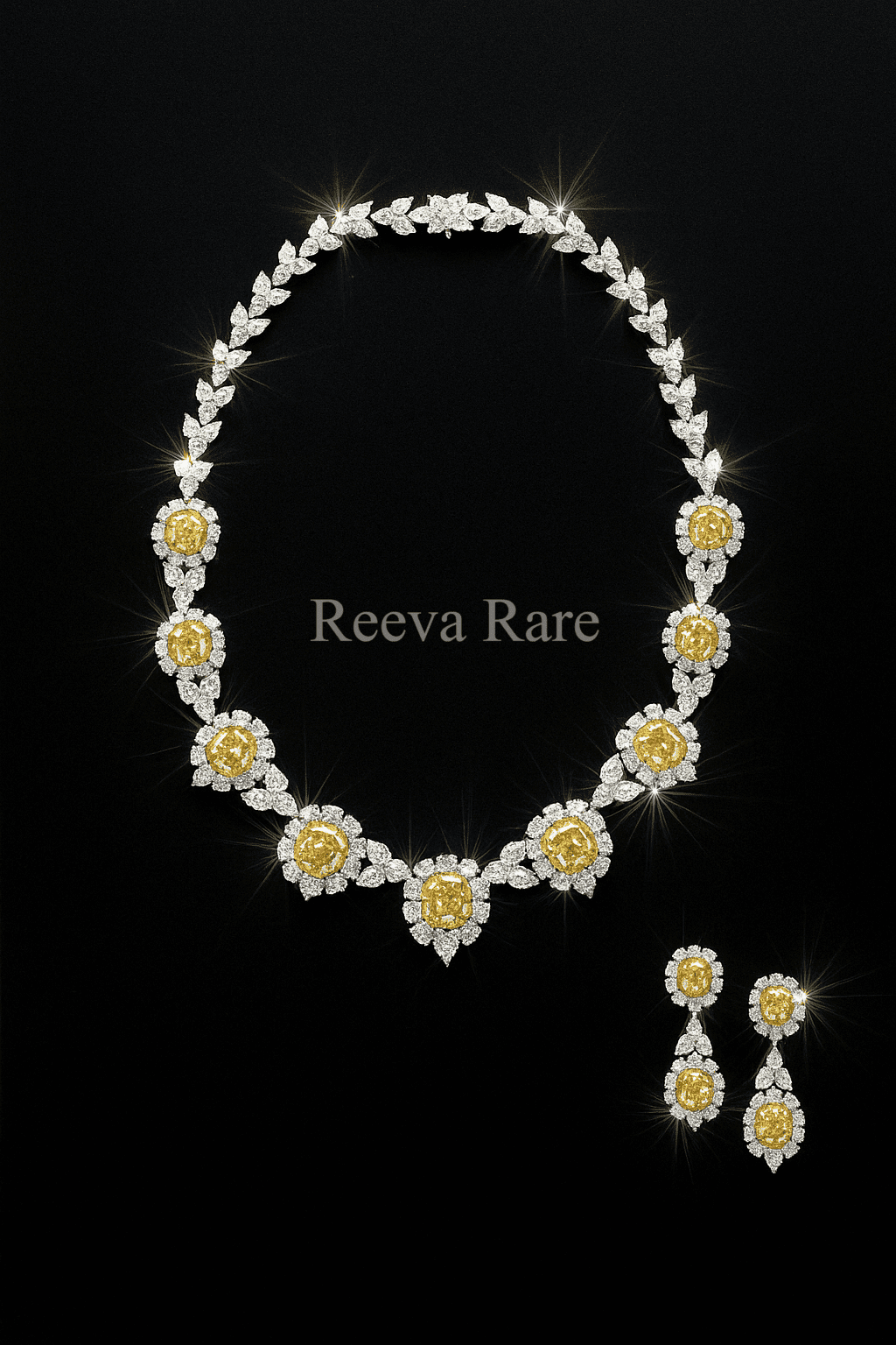 Yellow diamond necklace and earrings set in 18K gold – Reeva Rare Yellow diamond necklace and earrings set in 18K gold – Reeva Rare