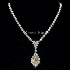 Yellow diamond necklace pendant set, luxury jewelry online from Reeva Rare