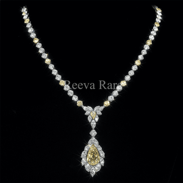 Yellow diamond necklace pendant set, luxury jewelry online from Reeva Rare