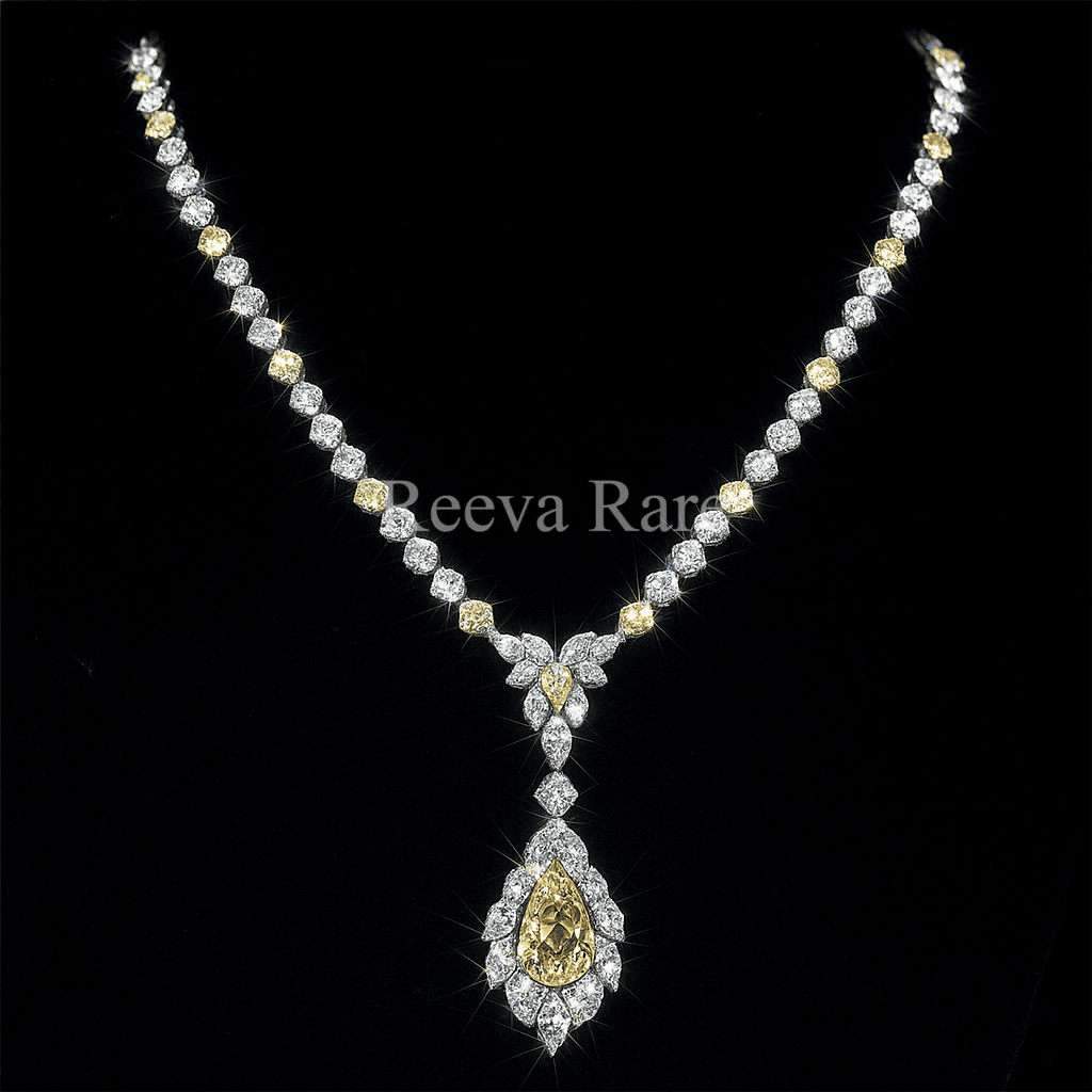 Reeva Yellow diamond necklace pendant set, luxury jewelry online from Reeva Rare Yellow diamond necklace pendant set, luxury jewelry online from Reeva Rare