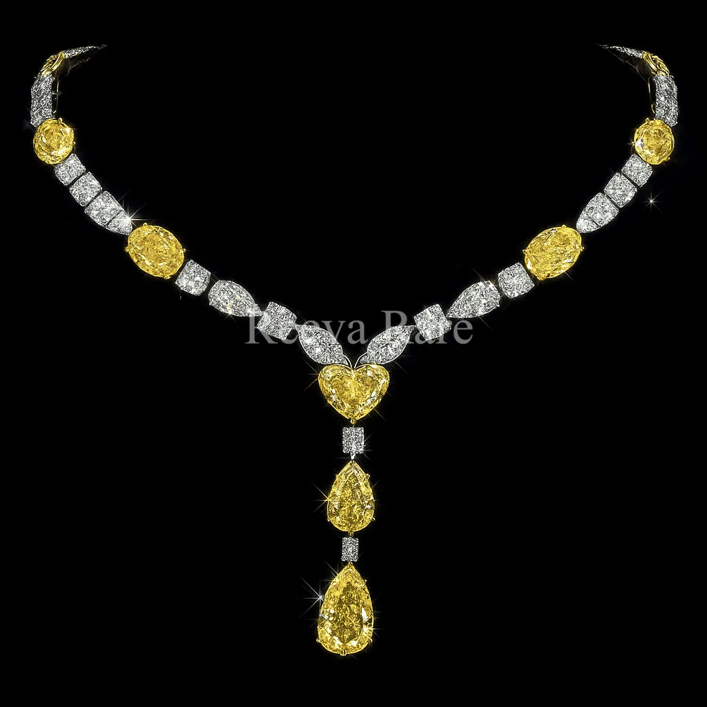 CVD diamond yellow necklace elegant gold design