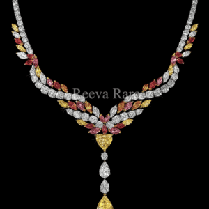 Trending color diamond necklace set, luxury jewelry online from Reeva Rare